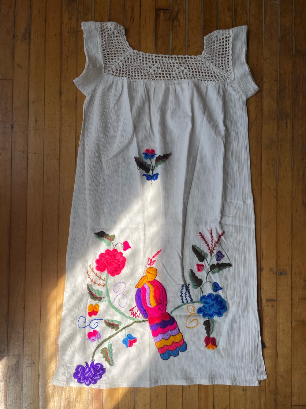Vintage Hand Embroidered Cotton Crochet Dress